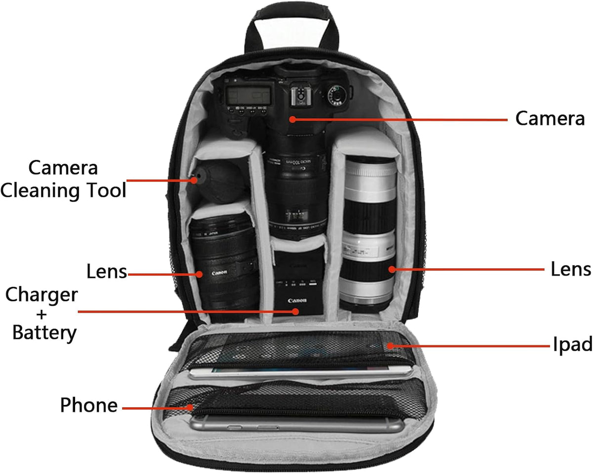 Camera Backpack Professional Camera Bag for DSLR/SLR Mirrorless Camera, Photography Backpack Case for Women Men Photographers, Camera Case Compatible with Canon Nikon Sony Digital Lens (Grey)