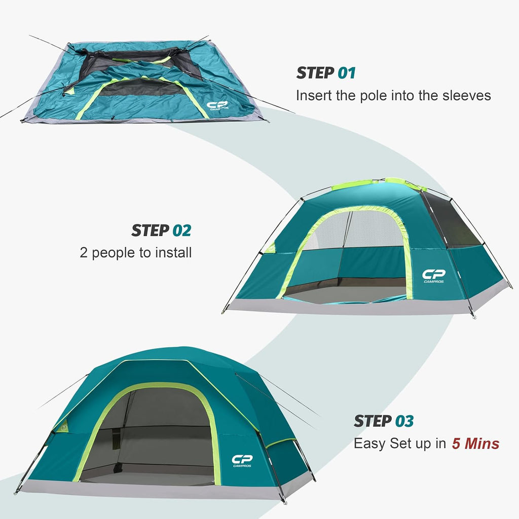 CAMPROS CP Tents for Camping 2/4/6 Person, Waterproof Windproof Dome Tent