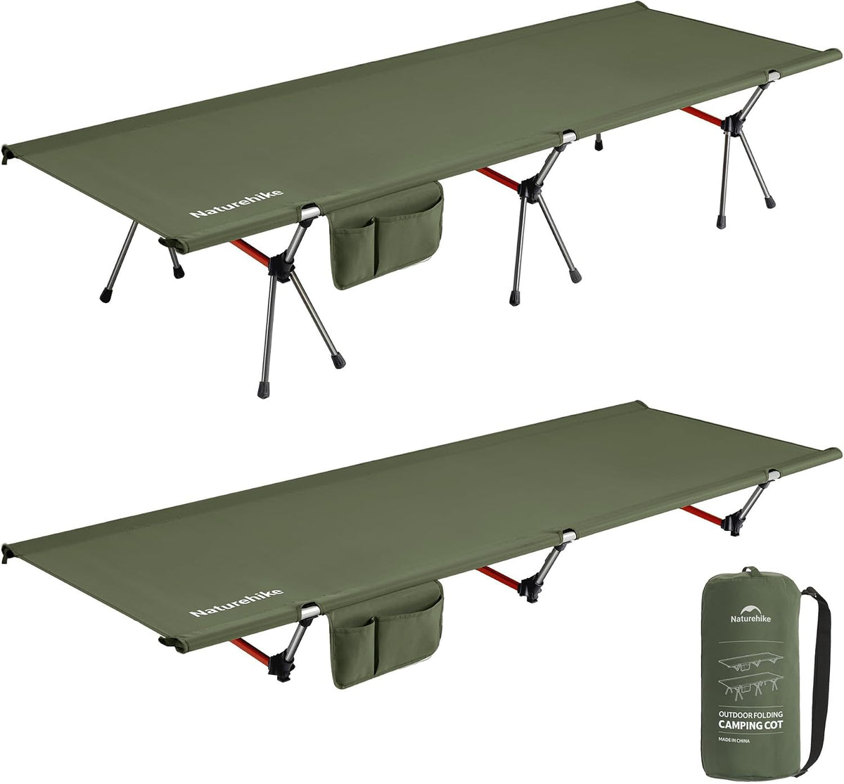 Naturehike ArmyWild Folding Camping Cot, Height Adjustable Ultralight Backpacking Cot, Portable Camping Bed for Camping Hiking Travel Home