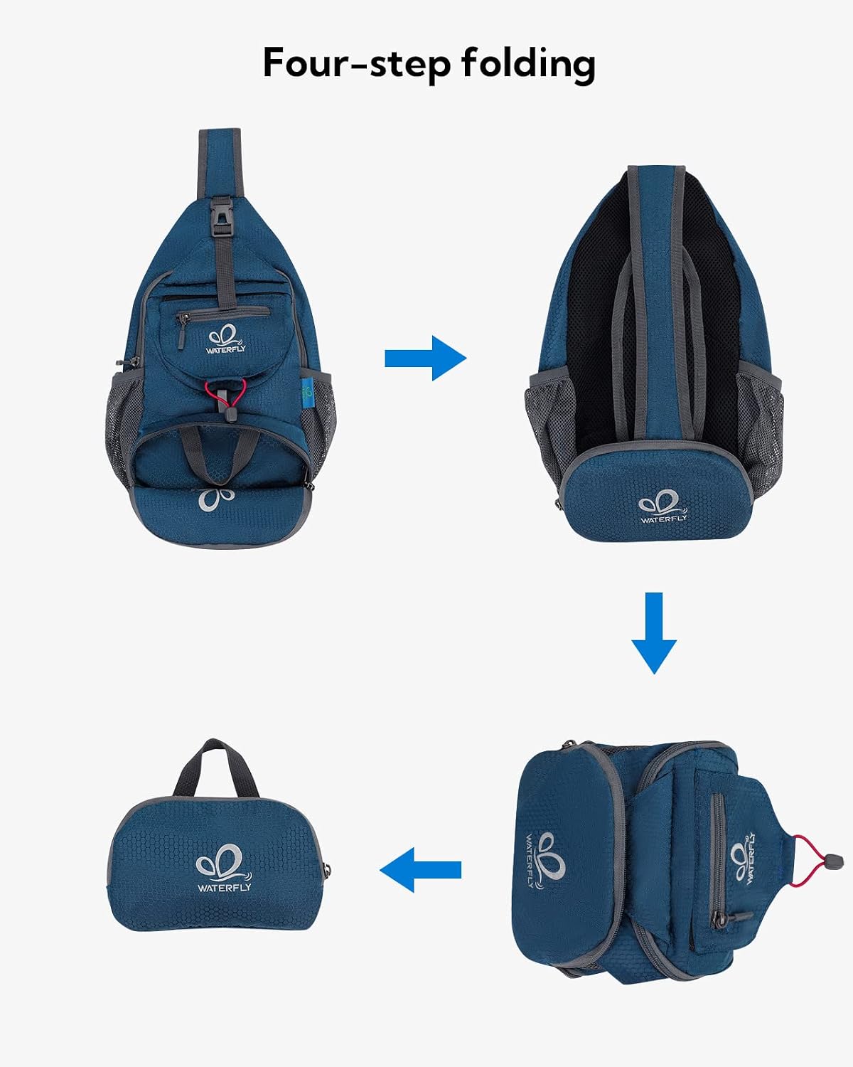 WATERFLY Packable Sling Backpack Lightweight Crossbody Bag Travel Daypack