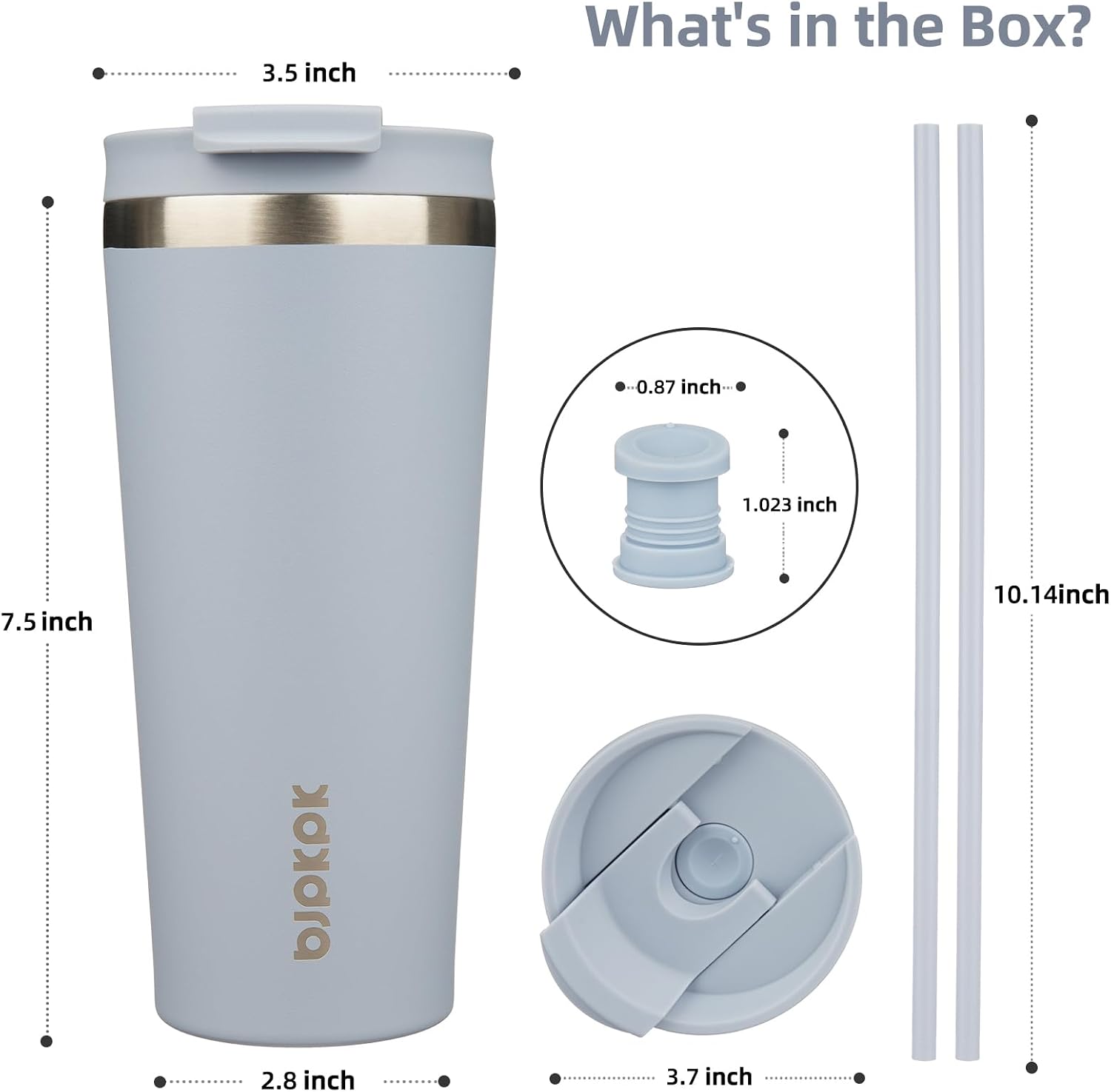 BJPKPK 22 oz Coffee Tumbler with Straw, Insulated Stainless Steel Cup