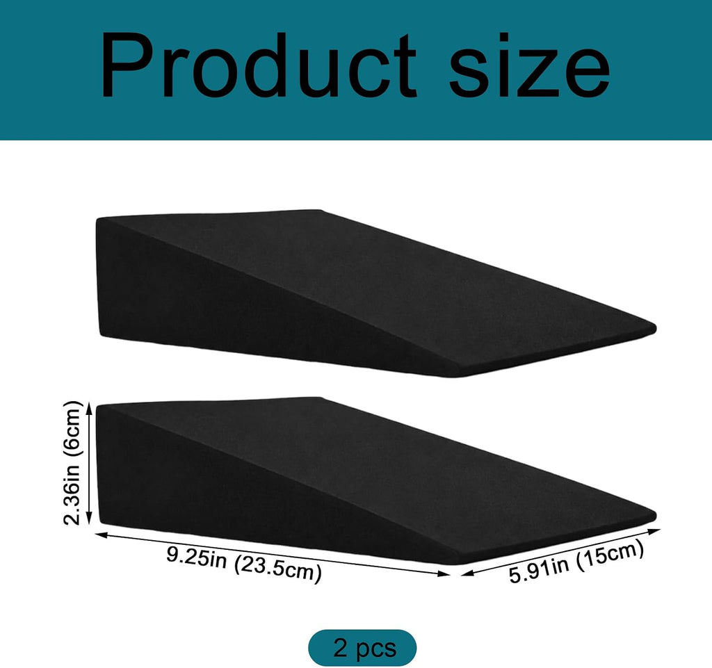 Foam Wedge Slant Board, 2 Pcs Update Squat Wedge Incline Block, 15 Degree Yoga Wedge for Squats Calf Stretching Ankle Exercise and Daily Workout