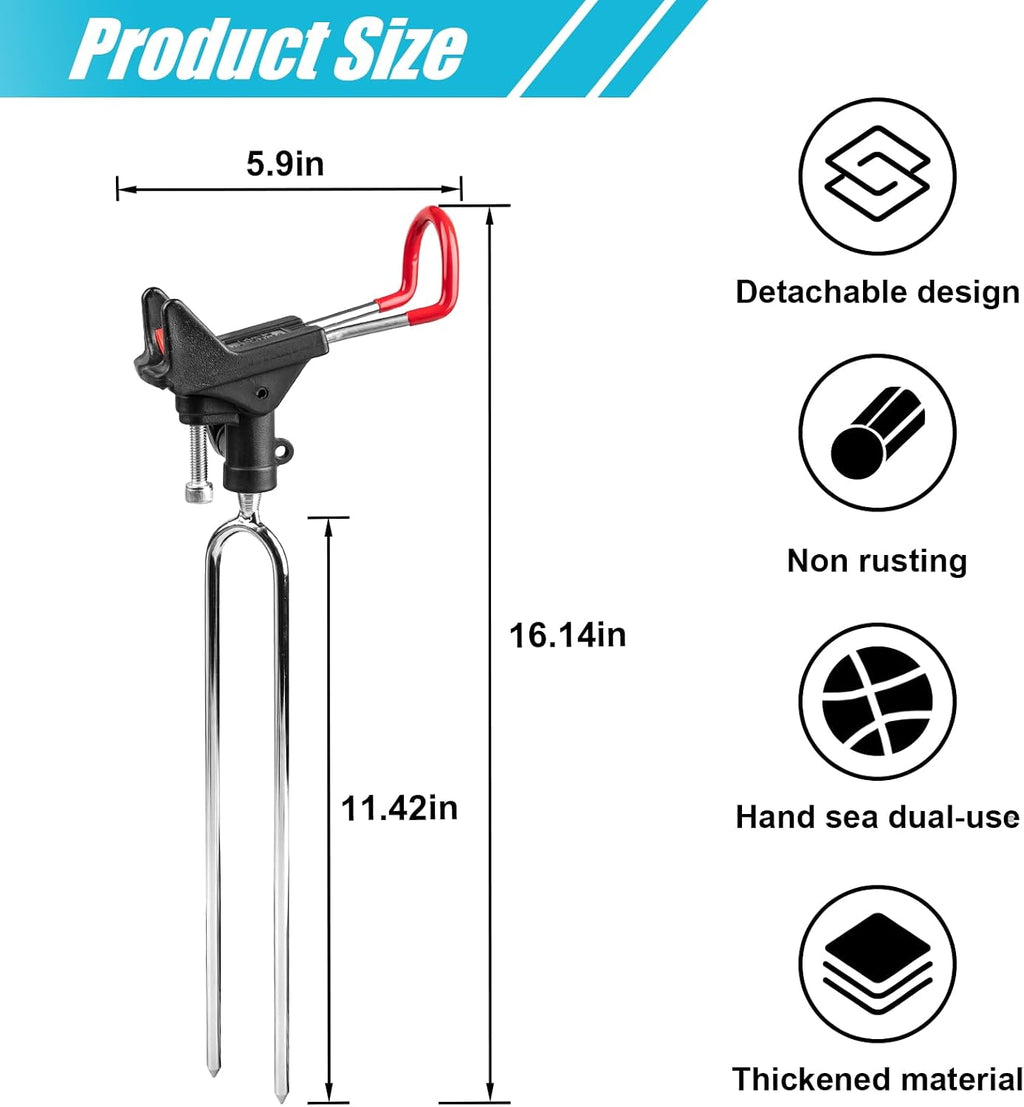 2Pack Fishing Rod Holders, 360 Adjustable Ground Bank Fishing Pole Stand