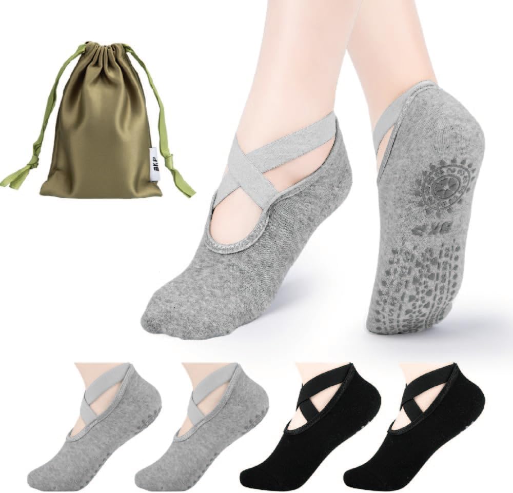 BKP Yoga Socks for Women,Pilates Socks Non Slip Grip Socks
