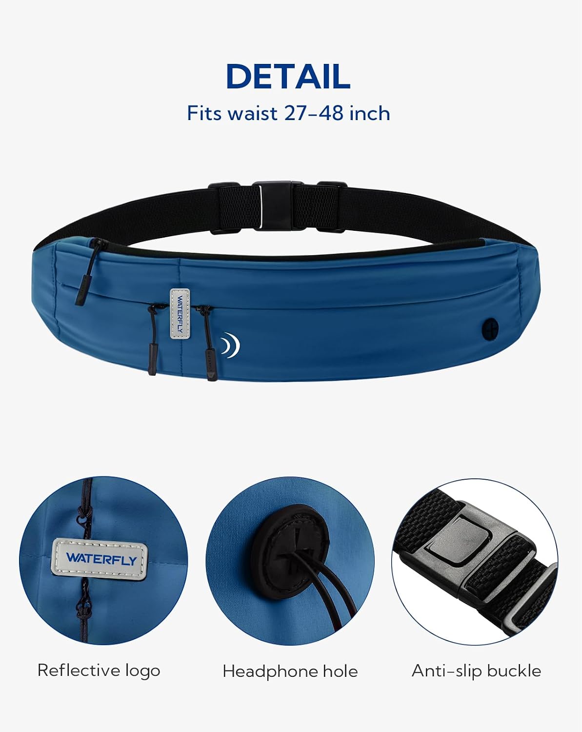 WATERFLY Running Belt Fanny Pack:Phone Holder Belt for Men Women