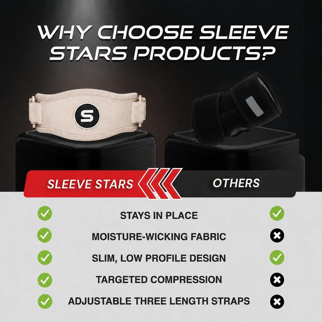Sleeve Stars Tennis Elbow Brace for Men & Women, Elbow Brace for Tendonitis, Tennis Elbow Strap, Golfers Elbow Brace, Elbow Support Wrap for Tennis Elbow Relief, Fits 9"-23" (Single/Beige)