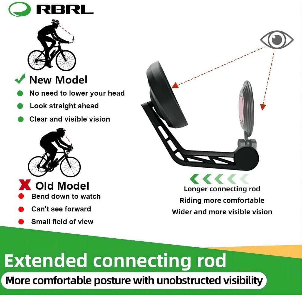 RBRL Bike Mirror Bar End Bike Mirror, Rotatable Bicycle Mirror, Automotive Grade Glass Bike Side Mirrors, Scratch Resistant E-Bike Universal Rearview Mirrors for Mountain bike (Left)