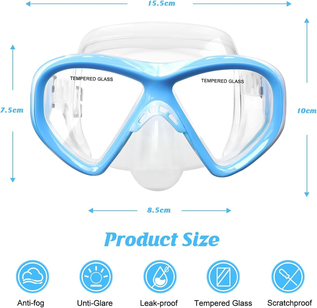 Kids Swim Goggles Snorkel Diving Mask for Boys Girls Ages 5-15, Anti-Fog Swimming Goggles with Nose Cover