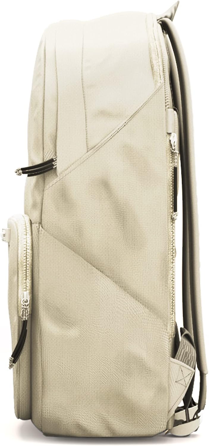 BREVITE The Backpack- Casual daypack backpacks for every function. Compact but spacious 18L aesthetic traveling backpack with laptop compartment. (Tan)