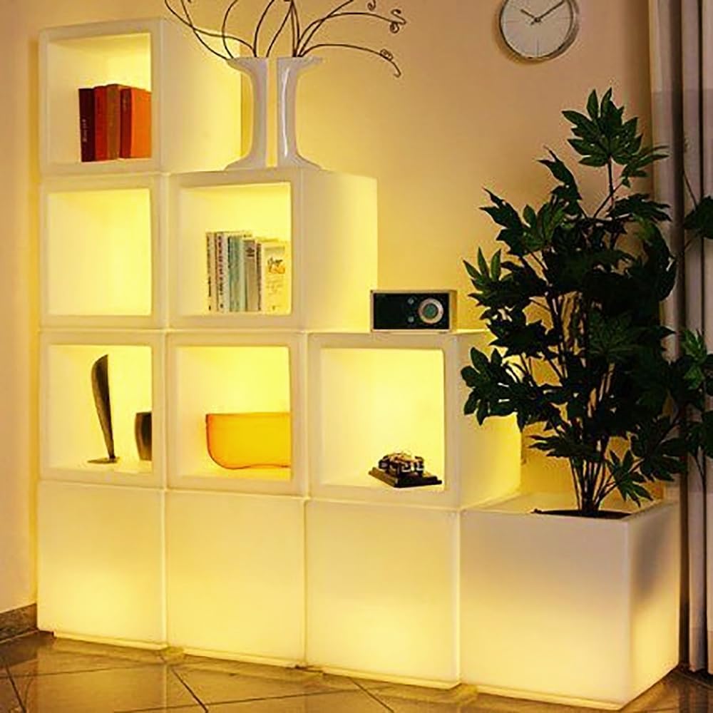 Mr.Go 16" Hollow LED Light Cube, RGB Glowing Storage Container & Ice Bucket