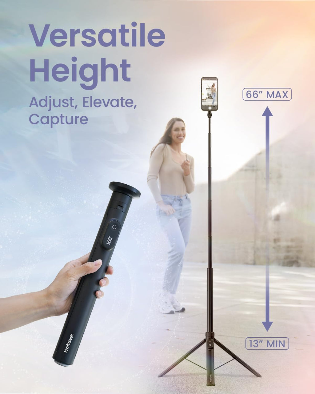 KraftGeek Magnetic Phone Tripod for iPhone, JustTap Tripod for MagSafe