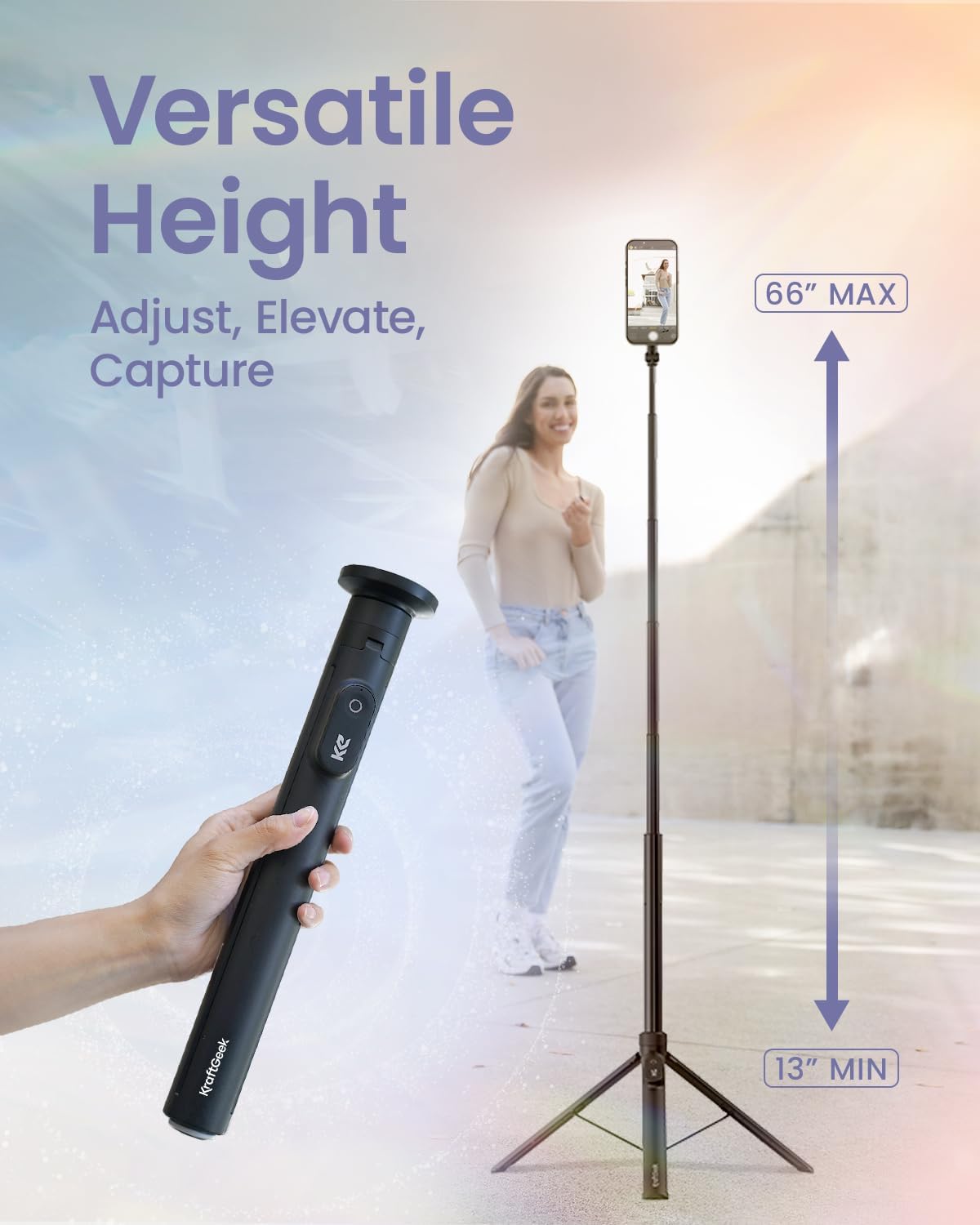 KraftGeek Magnetic Phone Tripod for iPhone, JustTap Tripod for MagSafe