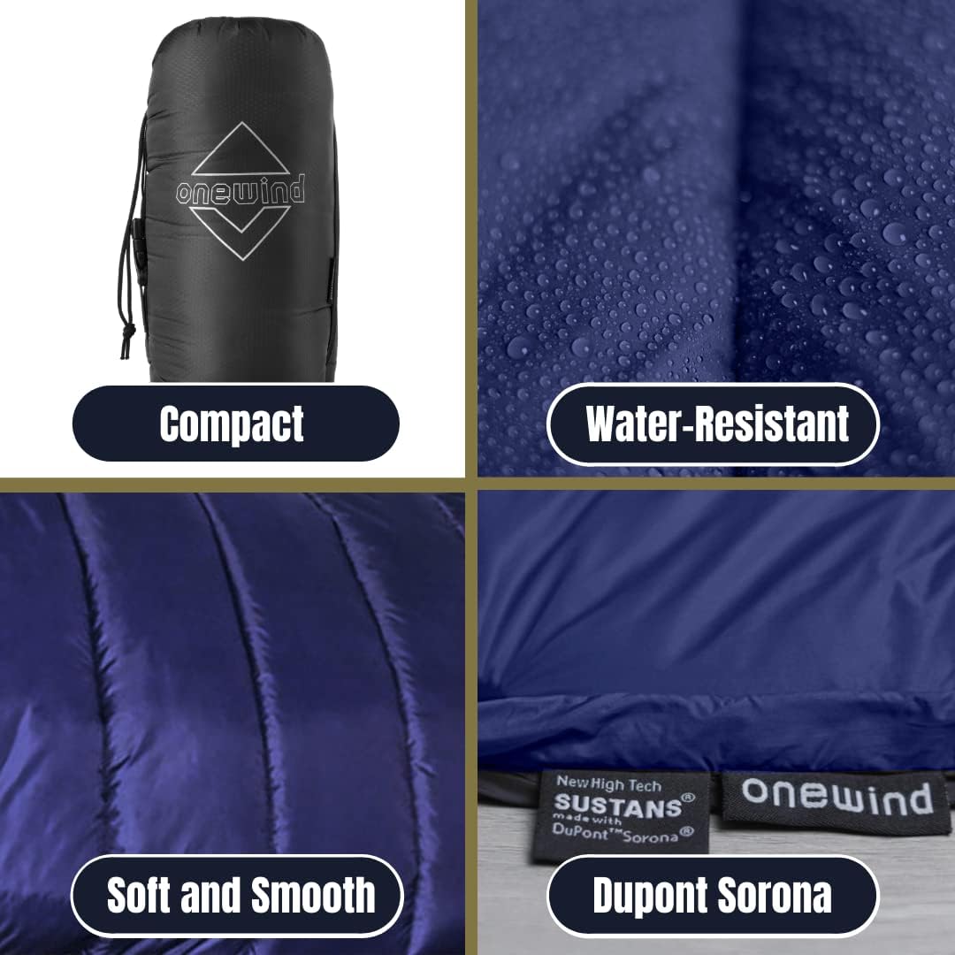 onewind Double Hammock Underquilt Warm Insulation Ultralight 3-4 Season Camping Quilt, Portable for Hiking, Backpacking
