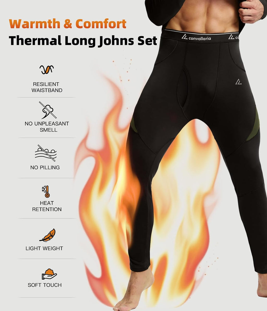 Mens Thermal Underwear Long Johns Set Cold Weather Hunting Base Layer