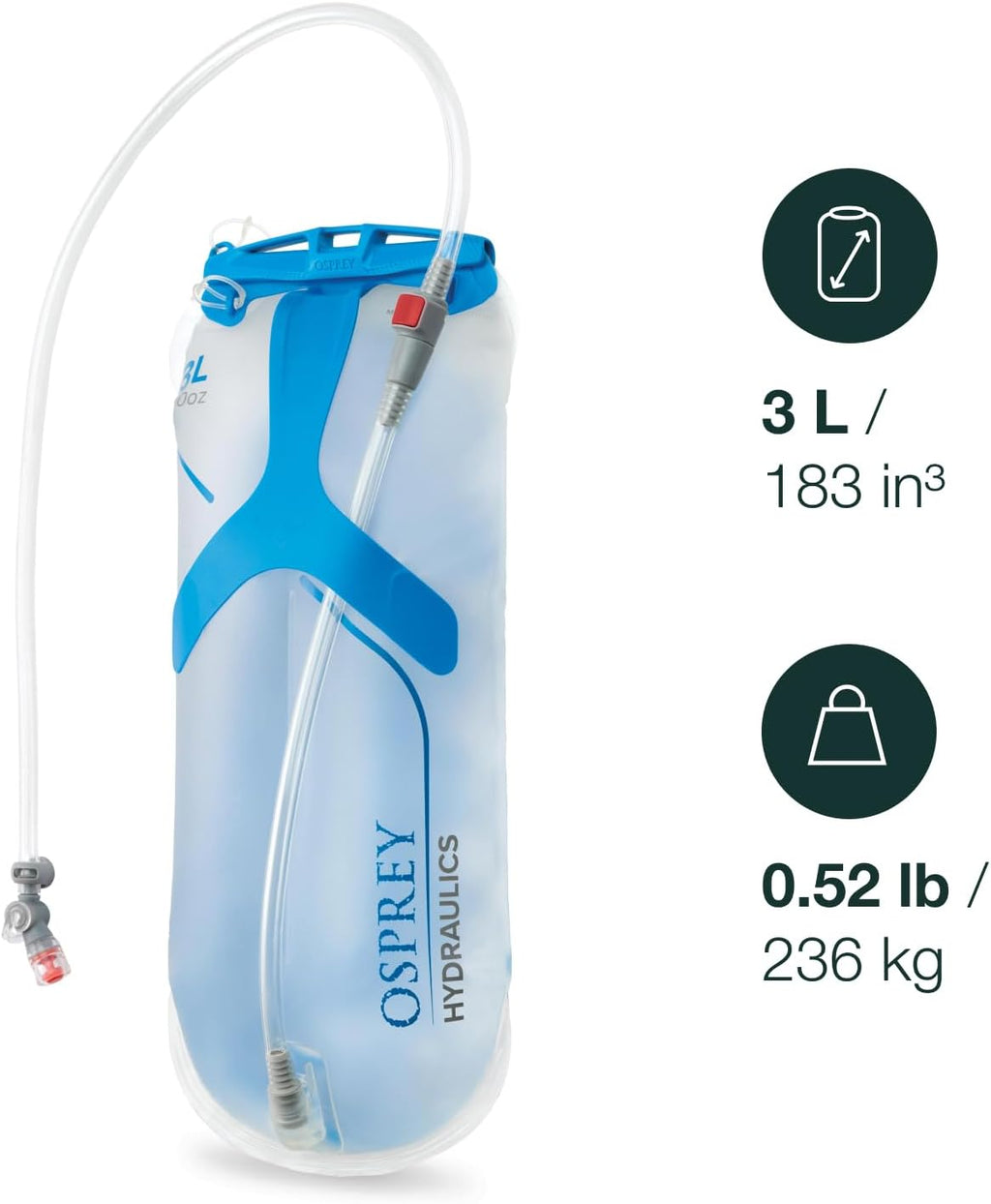 Osprey Hydraulics Backpack Water Reservoir with Bite Valve - BPA-Free, Leakproof Hydration Bladder with QuickConnect and Slide-Seal - Compatible with Most Hiking and Biking Packs