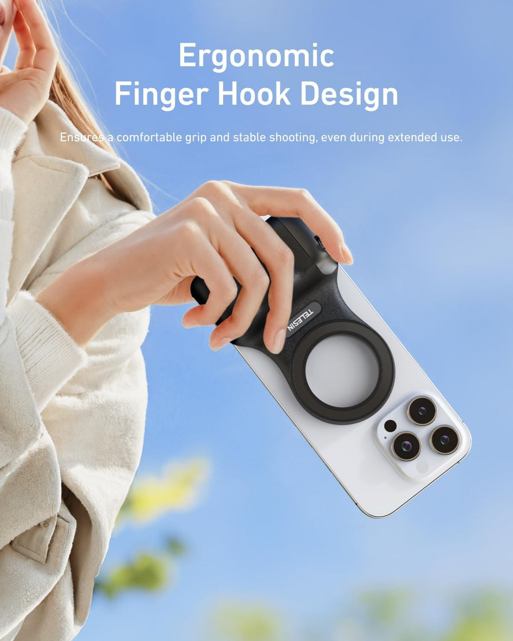 TELESIN Fun Shot Magnetic Phone Camera Grip with Magnetic Selfie Light Kit