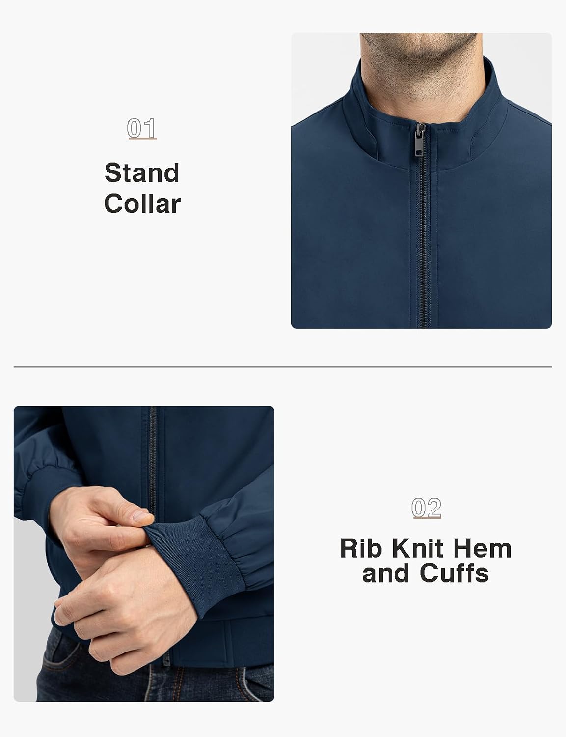 TBMPOY Men's Lightweight Jackets Casual Windbreaker Stylish Light Fall Spring Golf Work Dress Business