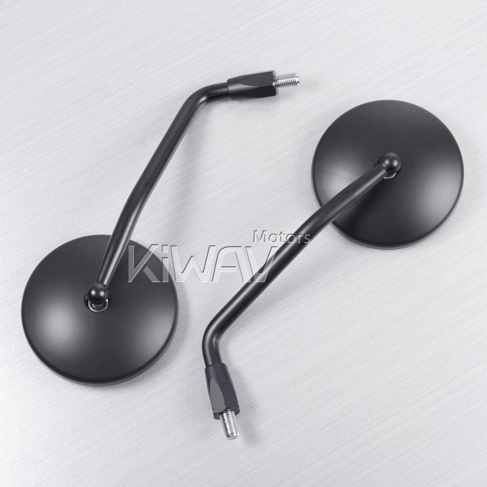 KiWAV Motorcycle Mirrors Eclipse 4 Inches Round Rear View Side Aluminum Convex M10 Standard & Reverse Threads Compatible for Yamaha Ducati Bikes Pack of a Pair