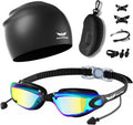 7 in 1 Swim Goggles and Cap for Men Women, Anti-Fog UV Protection, No Leak