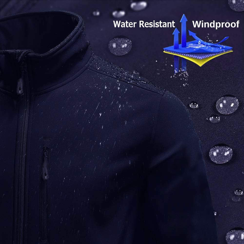 TRAILSIDE SUPPLY CO. Men's Softshell Jacket Fleece Lined Windbreaker,Lightweight Water Resistant Winter Coat