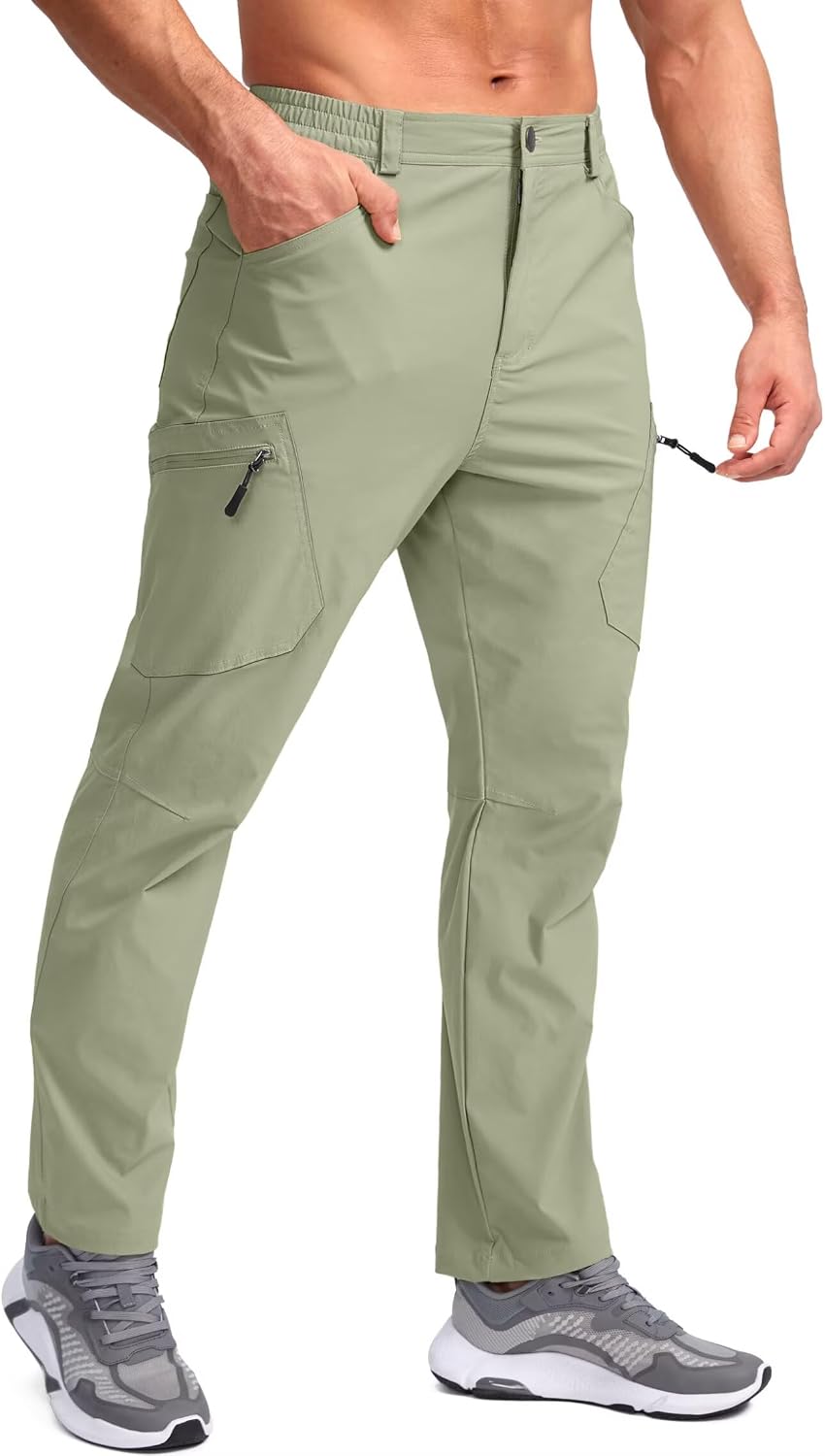 Pudolla Men's Lightweight Hiking Pants with 7 Pockets Quick Dry Water Resistant Fishing Travel Pants