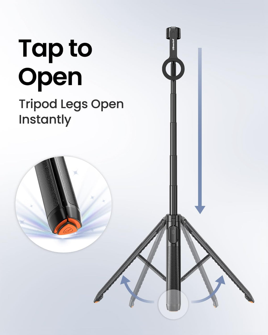 UBeesize 70" Auto-Open MagSafe Selfie Stick Phone Tripod for iPhone&Android