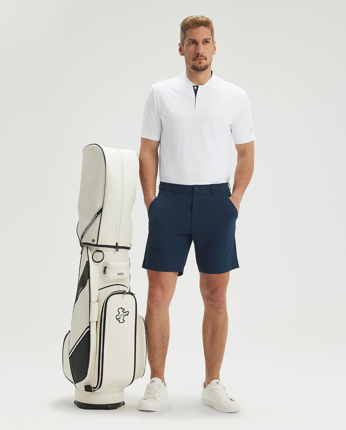 M MAELREG Mens Golf Shirts Collarless Performance Dry Fit Moisture Wicking Casual Solid Short Sleeve Henley Shirts for Men