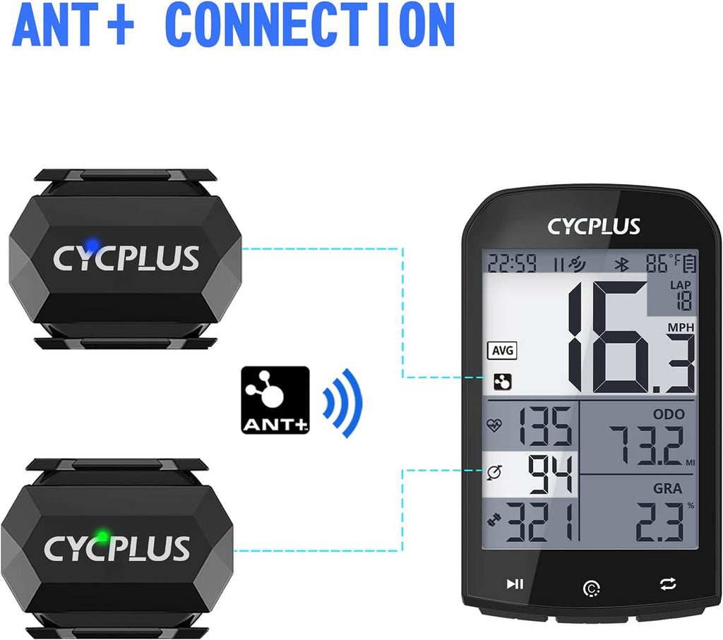 CYCPLUS Cycling Speed & Cadence Sensor, Bluetooth & ANT+, IP67 Waterproof