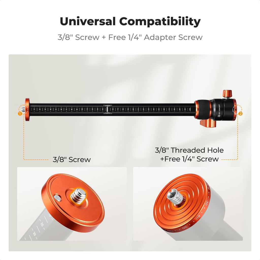 K&F Concept 16.1" Horizontal Tripod Center Column Arm, Aluminum Alloy