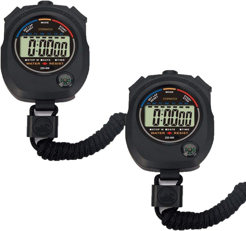 Pgzsy 2 Pack Multi-Function Electronic Digital Sport Stopwatch Timer, Large Display with Date Time and Alarm Function,Suitable for Sports Coaches Fitness Coaches and Referees,Pgzsy