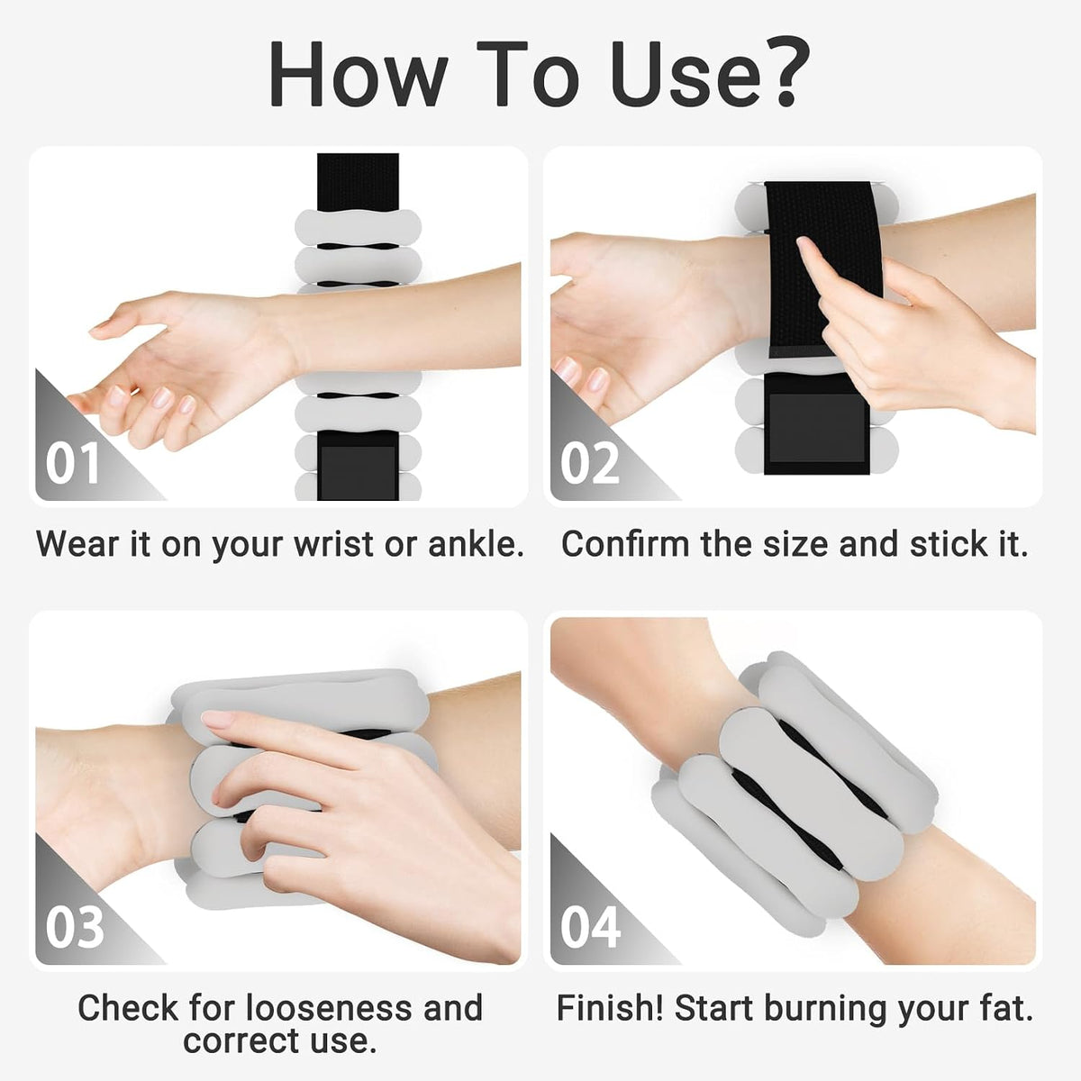 Ankle Weights Wrist Weight for Women Men, Set of 2, 1 lb/2 lb Each
