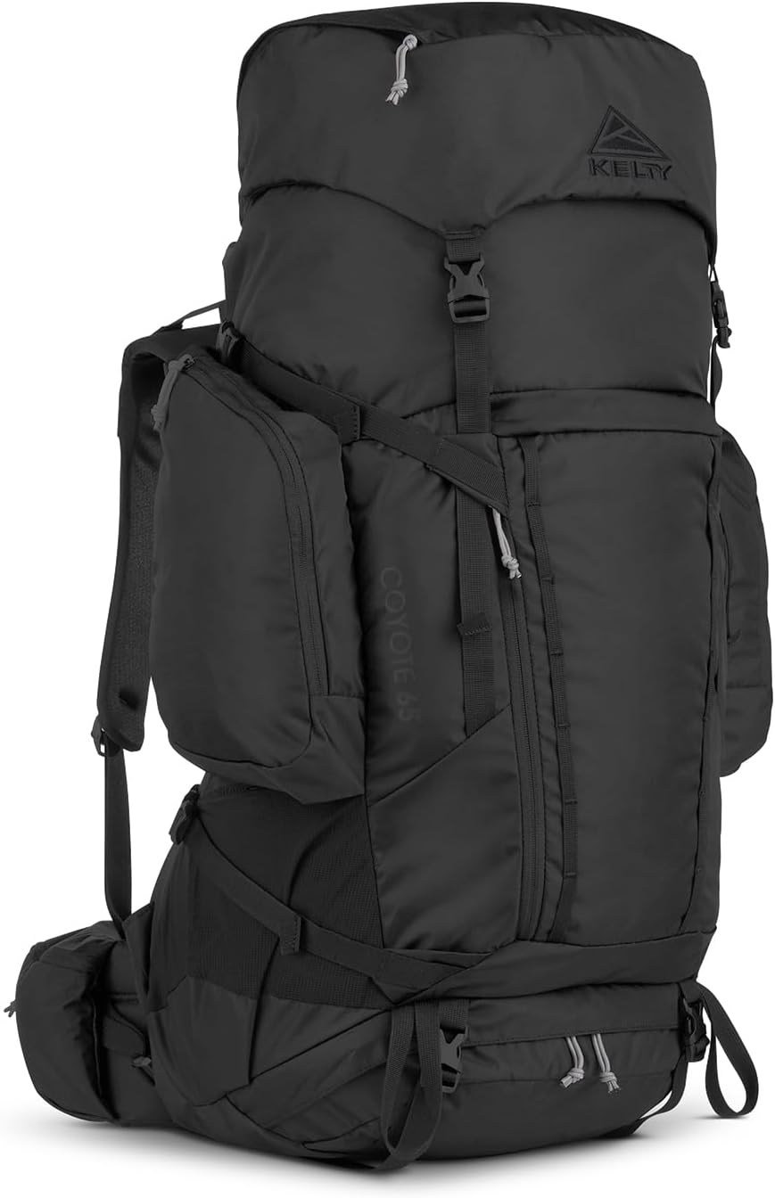 Kelty Coyote 60-105 Liter Internal Frame Backpack - Hiking, Backpacking, Travel, Adjustable Torso (65L / Black)