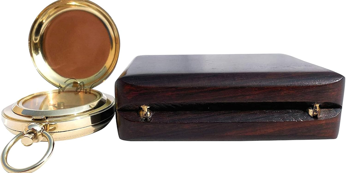Brass Compass Gift – Push Button Compass Keepsake Gift for Son, Boys, Men, Graduation Gift, Birthday Gift Idea, Inspirational Motivational Gift for Him, Unique Gift Idea, Collectible Desk Decor
