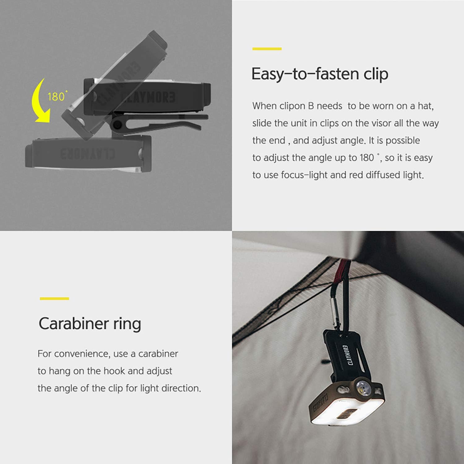 Claymore Capon 40B Tan Clip-On Cap Light – USB-C Rechargeable 230LM LED Headlamp | 3 Light Modes 180° Adjustable Beam IP54 Water Resistant Up to 12 Hrs Runtime for Camping, Running, Outdoor