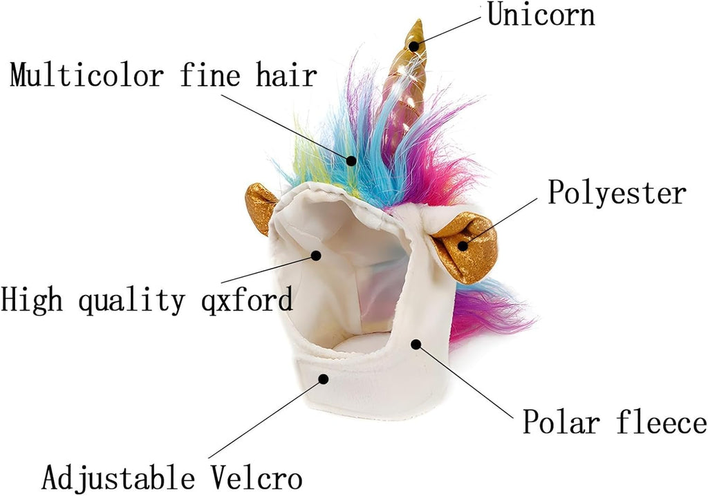 NACOCO Cat Unicorn Hat with Ear Hole for Small Dogs Puppy, Cat Costume Accessory for Halloween, Cosplay Mane Cap (with Ear Hole)