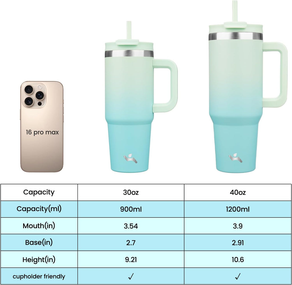 Konokyo 30 oz Insulated Tumbler Water Bottle with Handle, Straw Lid