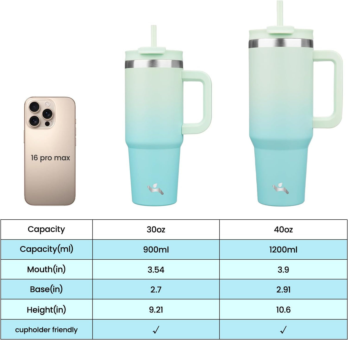 Konokyo 30 oz Insulated Tumbler Water Bottle with Handle, Straw Lid