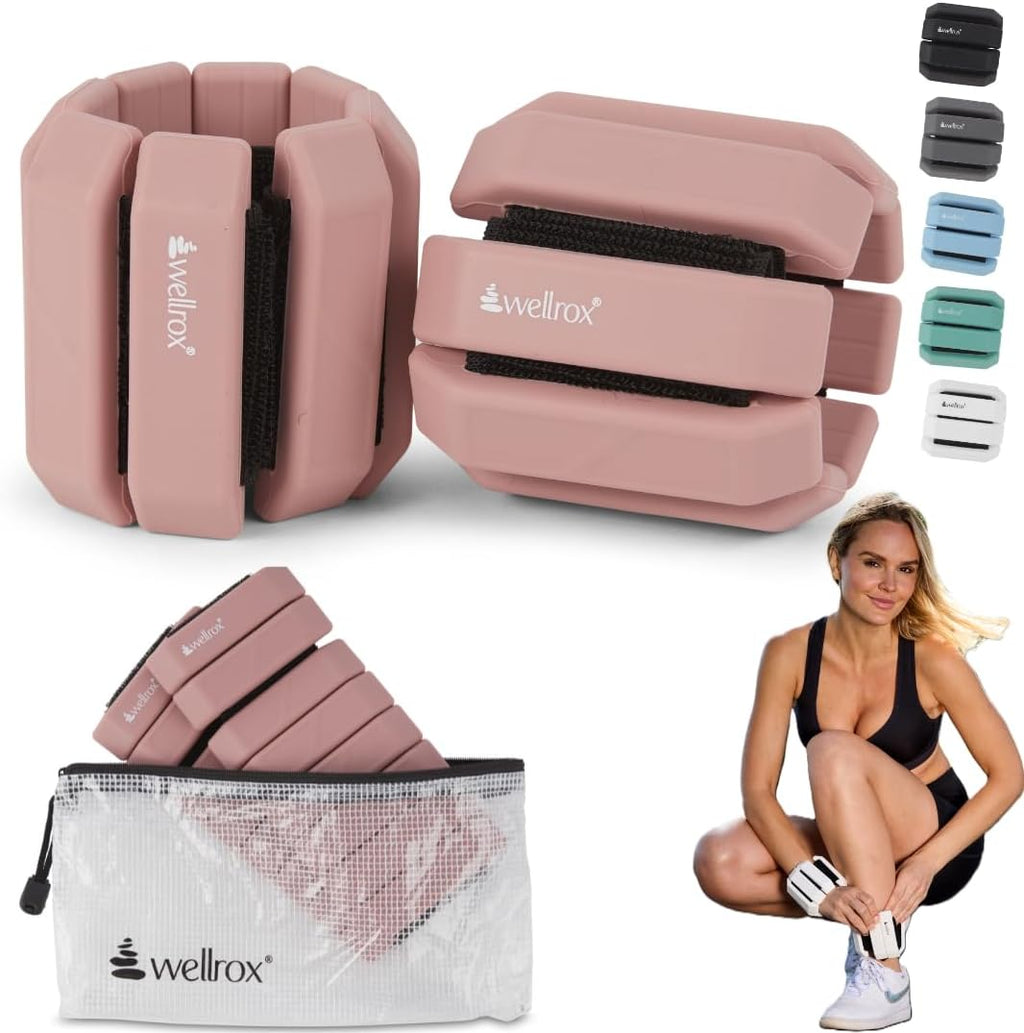 Wellrox Weighted Bangles – Adjustable Ankle & Wrist Weights Set for Women & Men, 2.4 lb Total (1.2 lb Each) – Wearable Arm & Ankle Weights for Pilates, Yoga, Walking & Running