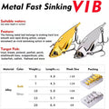 5 Pack Metal Blade Baits for Bass Fishing Lures Hard Metal VIB Fishing Spoons Crankbaits Swimbaits for Trout Walleye Crappie Saltwater Blade Bait Fishing