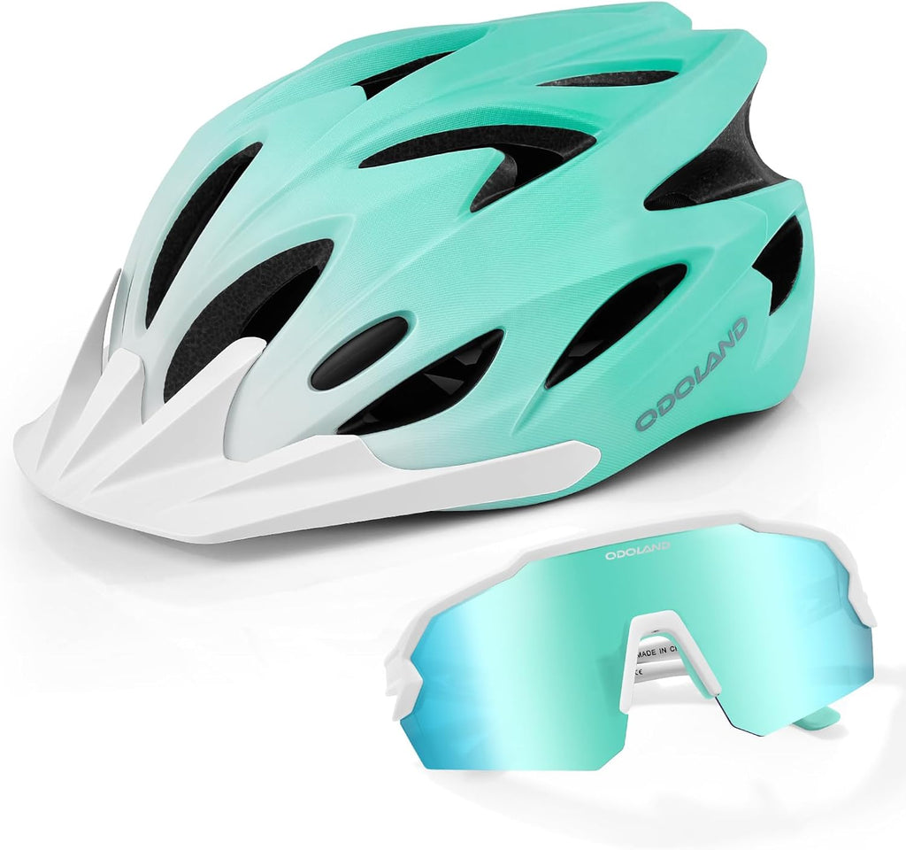 Odoland Adult Bike Helmet with Cycling Sunglasses Set for Men & Women