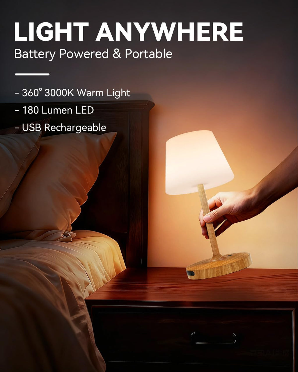 SAIWEYA Outdoor Waterproof Shower Lamp, 5200mAh Rechargeable Bathroom Lamp