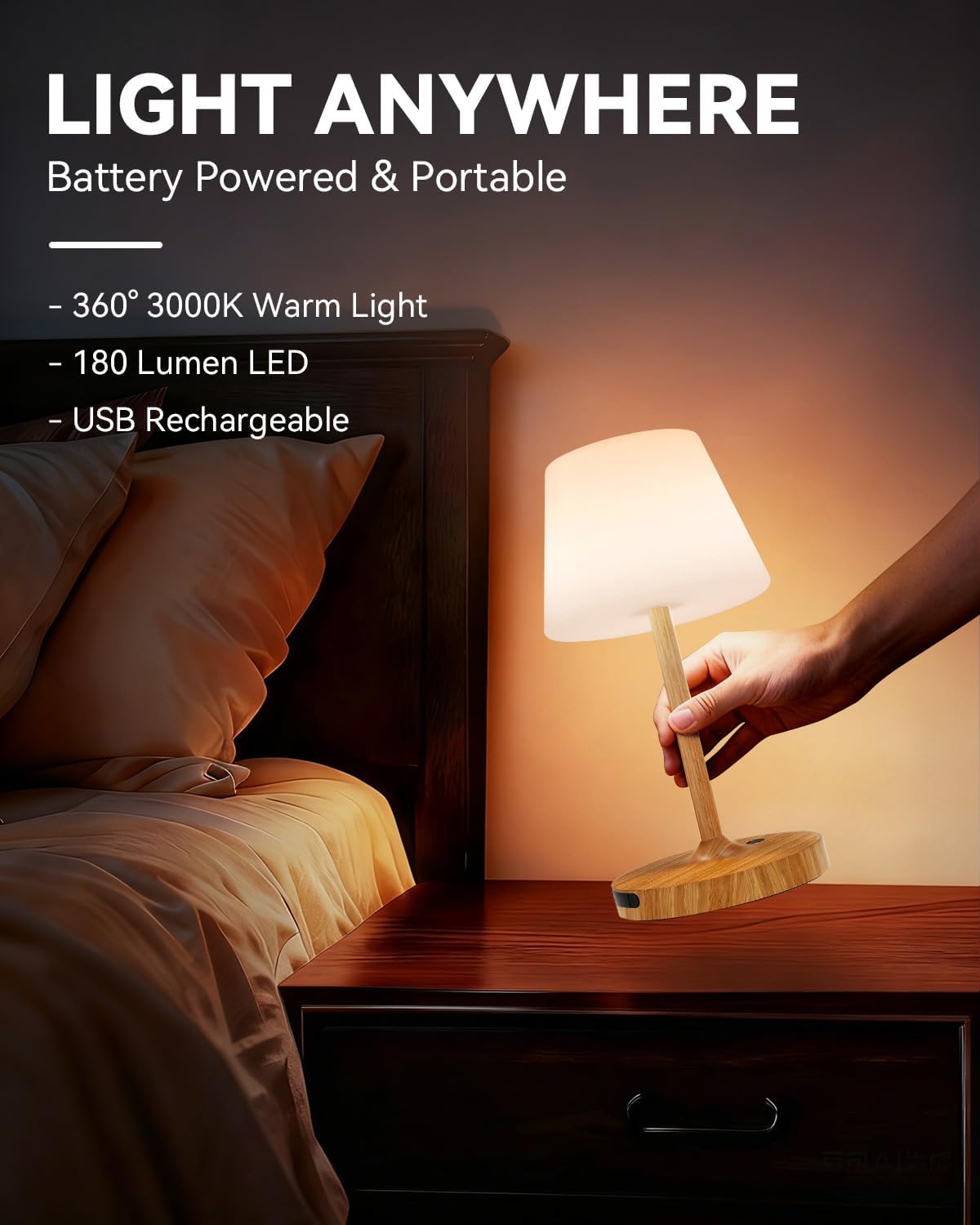 SAIWEYA Outdoor Waterproof Shower Lamp, 5200mAh Rechargeable Bathroom Lamp