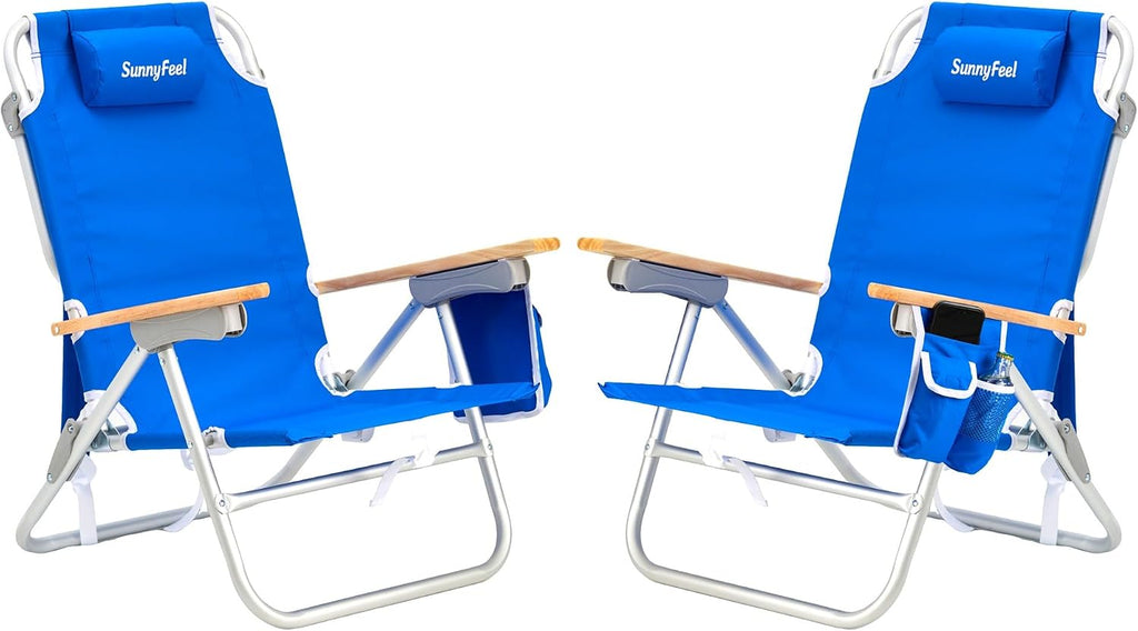 SUNNYFEEL XL 28" Extra Wide Beach Chair for Adults,Low Backpack Beach Chair
