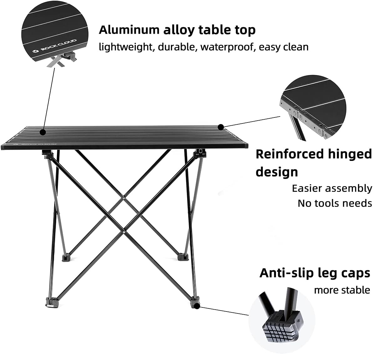 ROCK CLOUD Portable Camping Table Ultralight Aluminum Camp Table Folding Beach Table for Camping Hiking Backpacking Outdoor Picnic, Size M