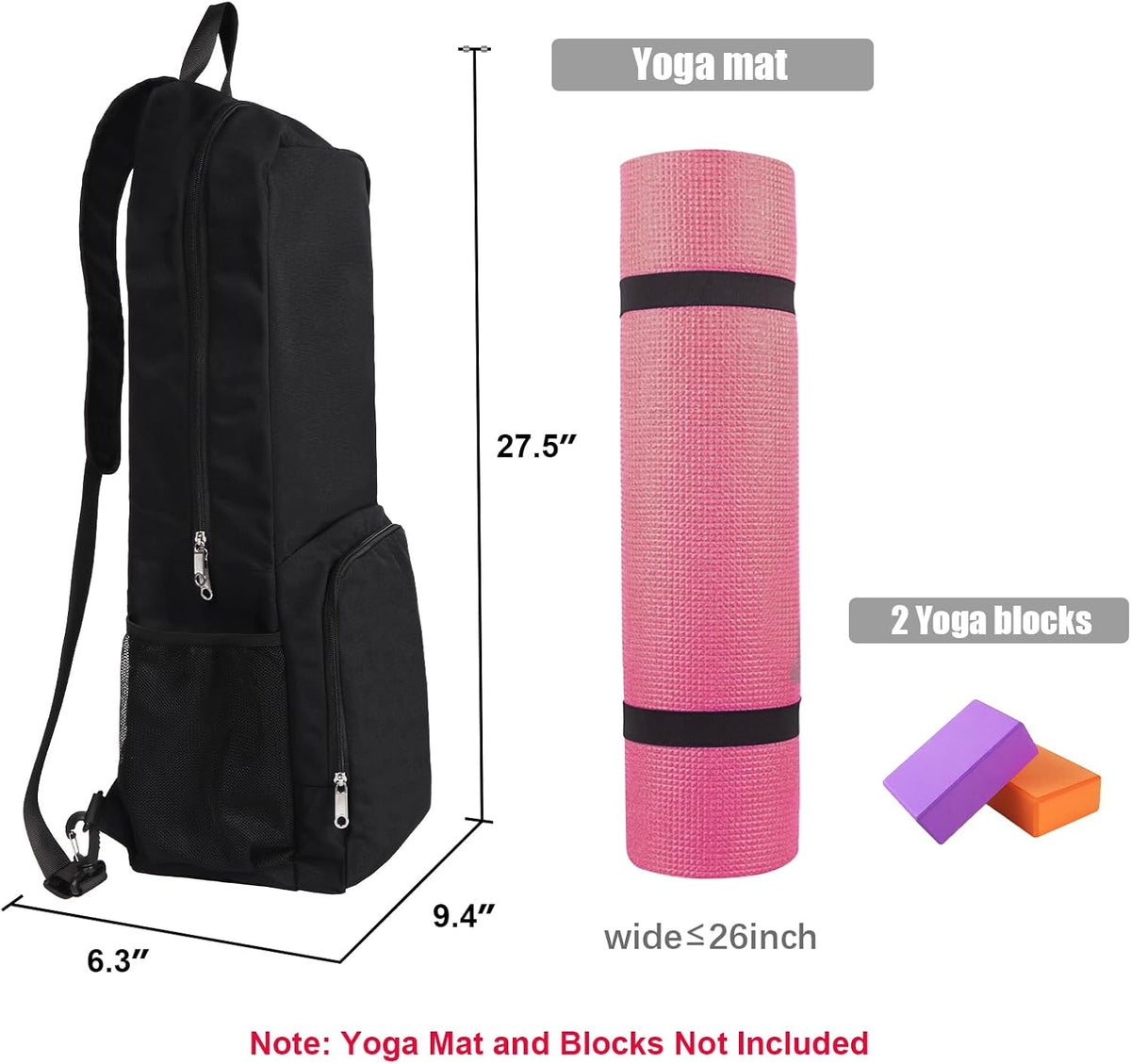 Yoga Mat Bag Carrier with Mesh & Zipper Pockets