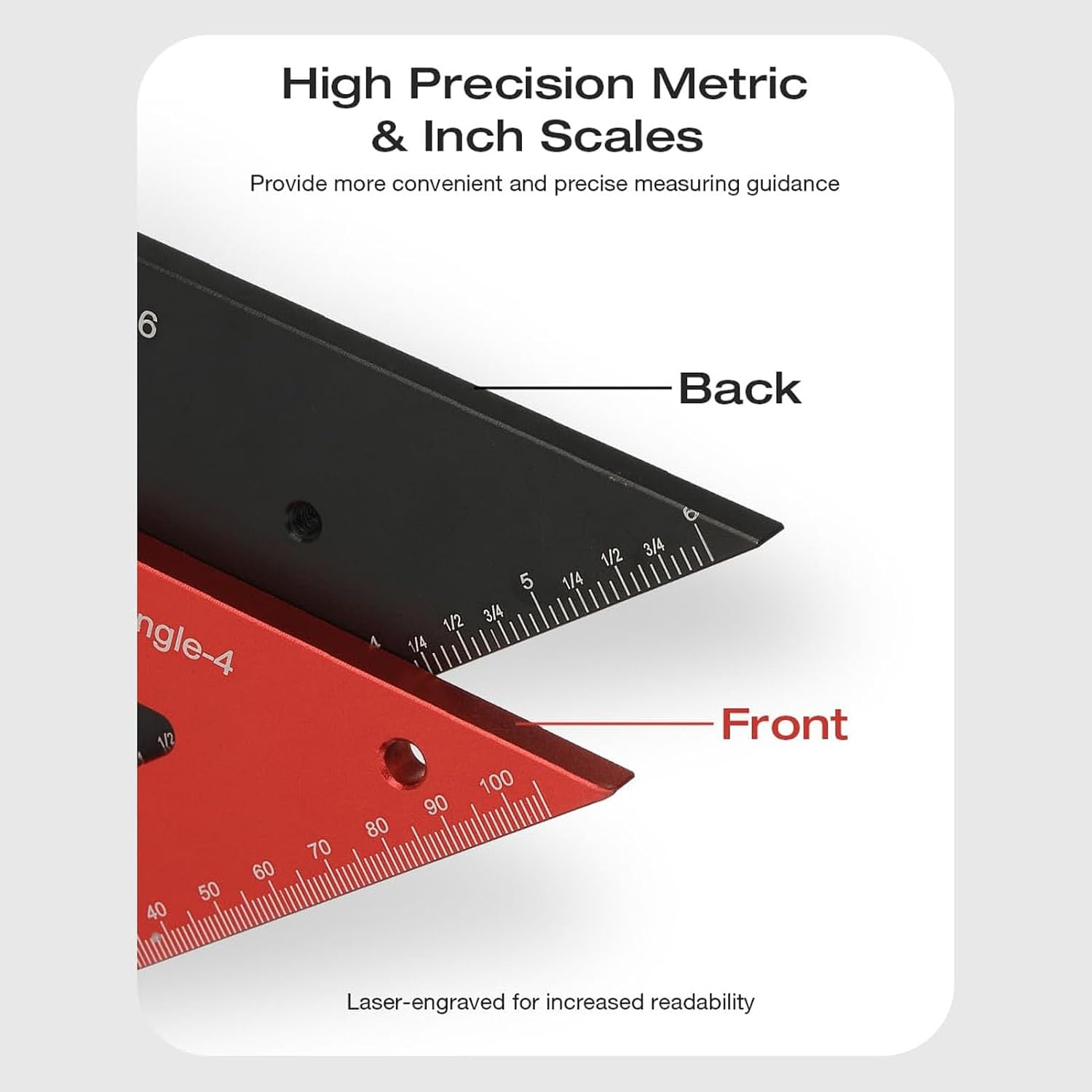 Double Triangle Ruler Detachable 4 Inch 6 Inch Aluminum Alloy Accurate Carpentry Square Tool for Woodworking Drafting Design