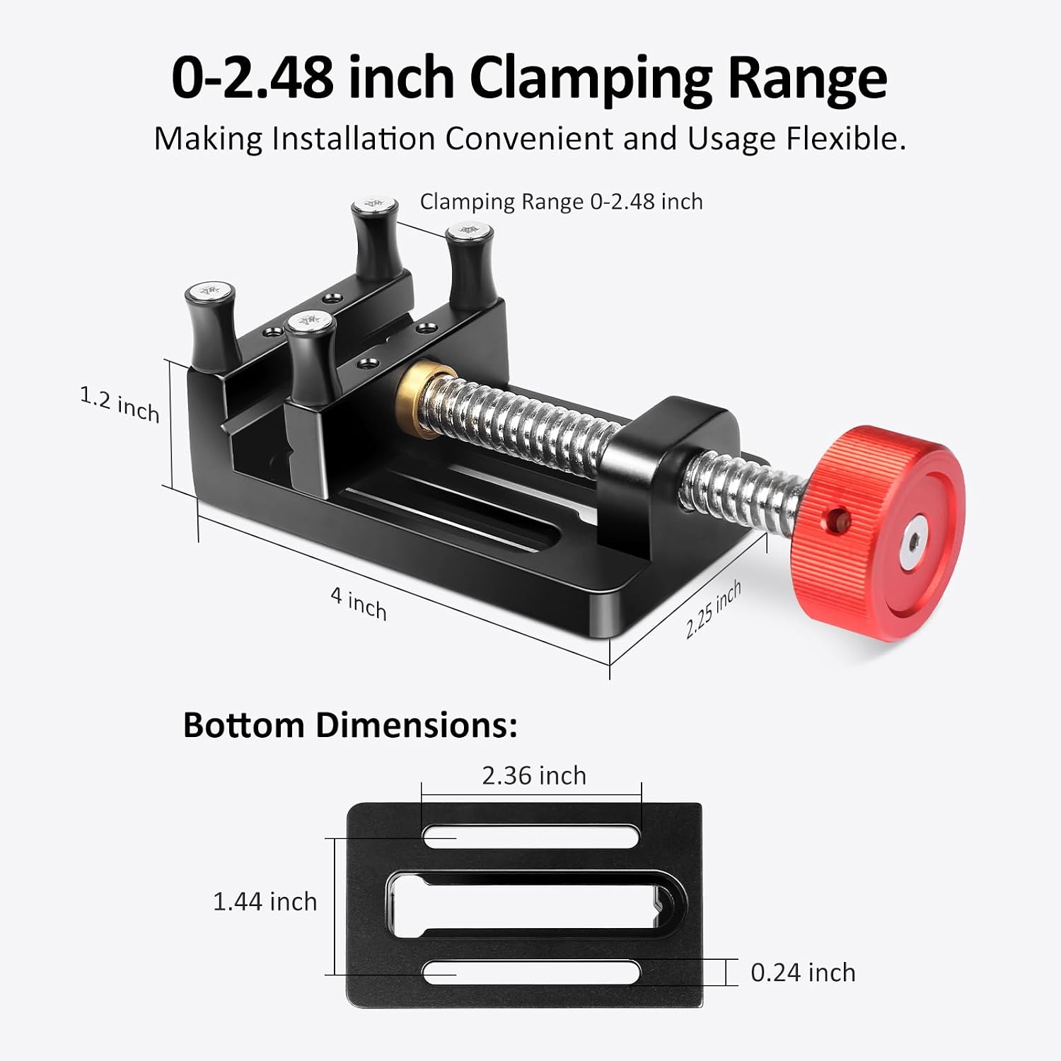 ArtyMaster Mini Drill Press Vise with Rubber Soft Jaws, 0-2.48" Clamping Range Mini Vice Clamp for Crafts, Jewelry Making, Modeling and Repairs, Precision Aluminum Small Vise for Small Projects