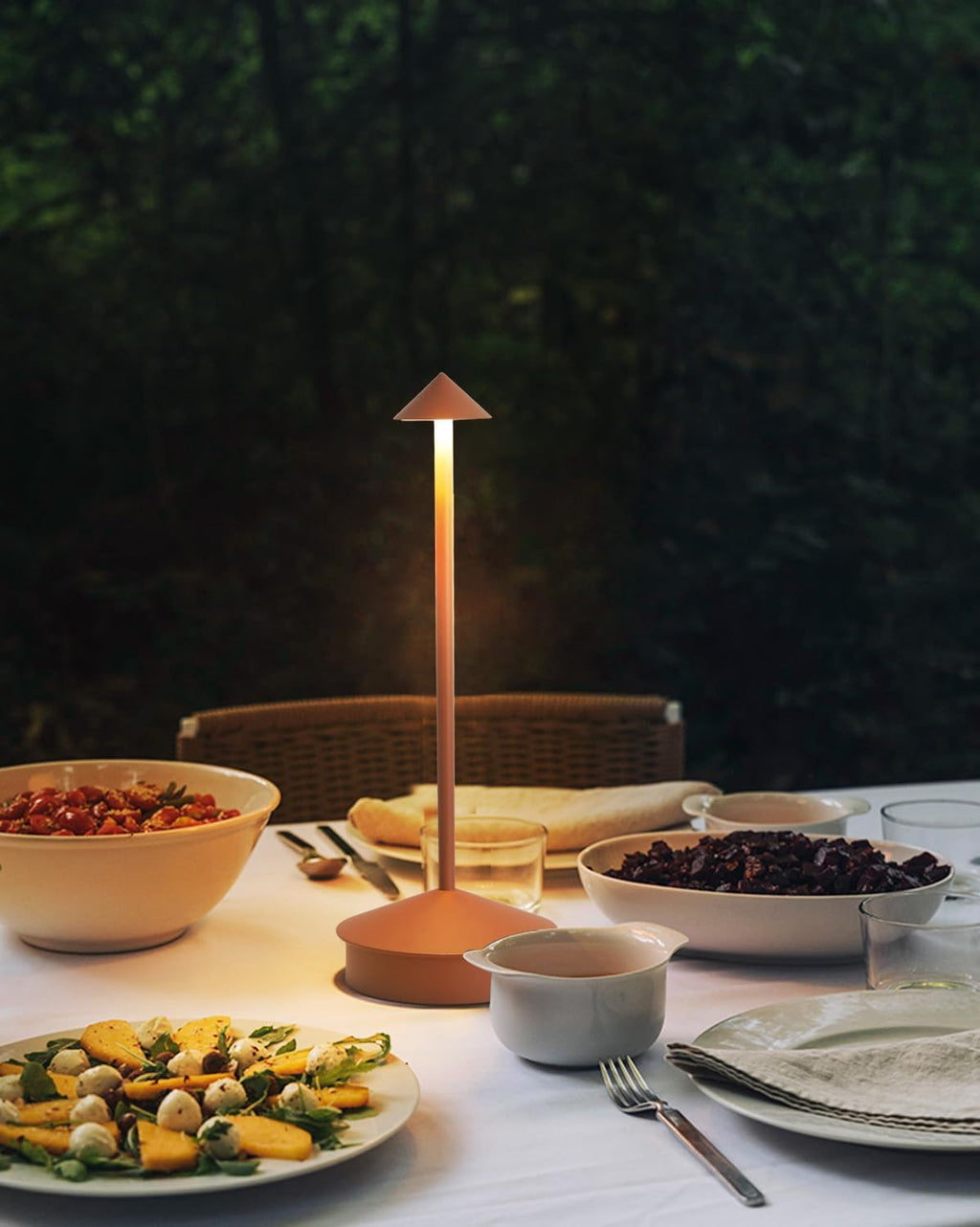 2 Pack Aluminum Cordless Table Lamp, 6000mAh Rechargeable Table Lamps, Portable Touch LED Lamp, Outdoor Waterproof Dimmable Cordless Rechargeable Table Lamps for Restaurant/Patio-(Brown)