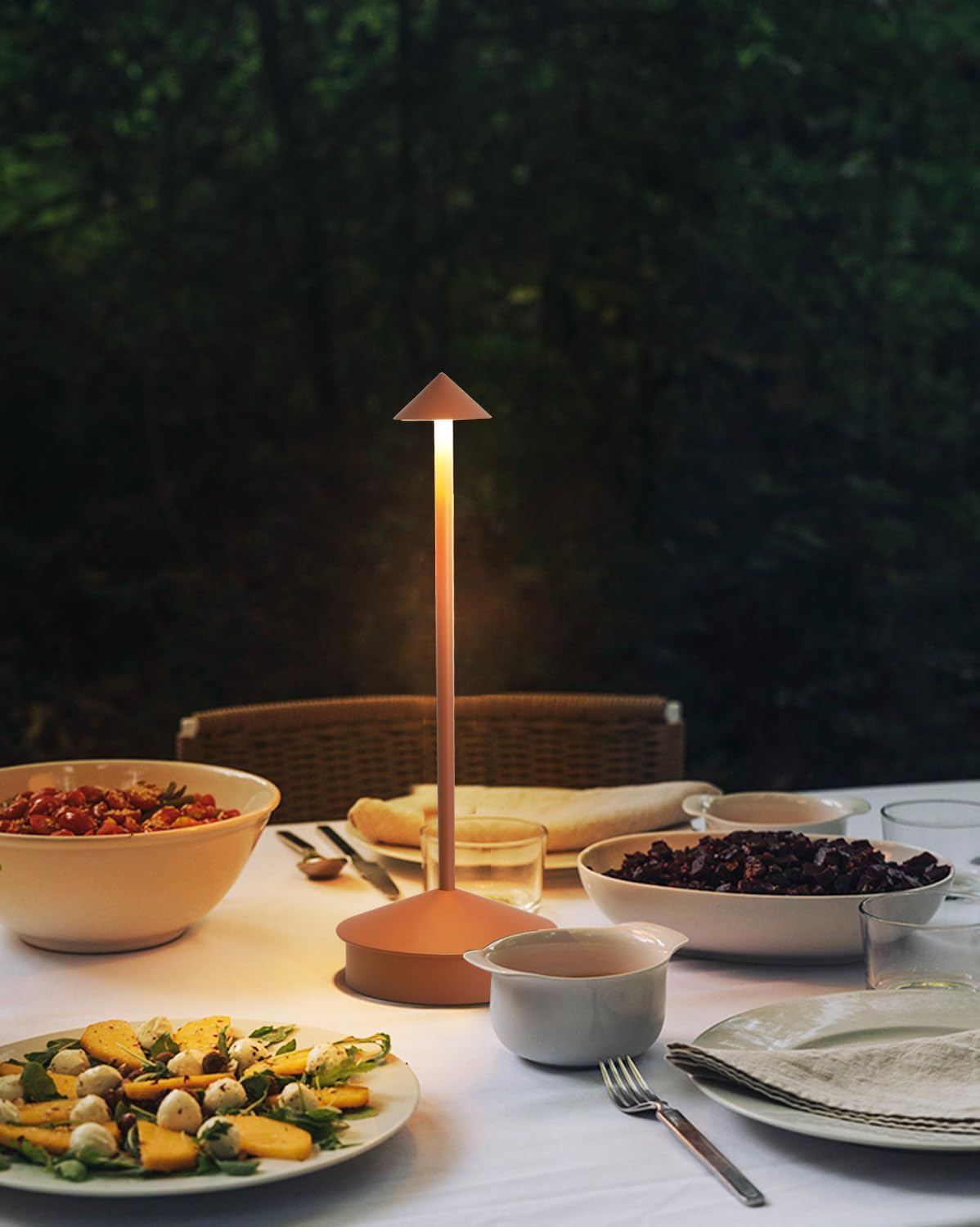 2 Pack Aluminum Cordless Table Lamp, 6000mAh Rechargeable Table Lamps, Portable Touch LED Lamp, Outdoor Waterproof Dimmable Cordless Rechargeable Table Lamps for Restaurant/Patio-(Brown)