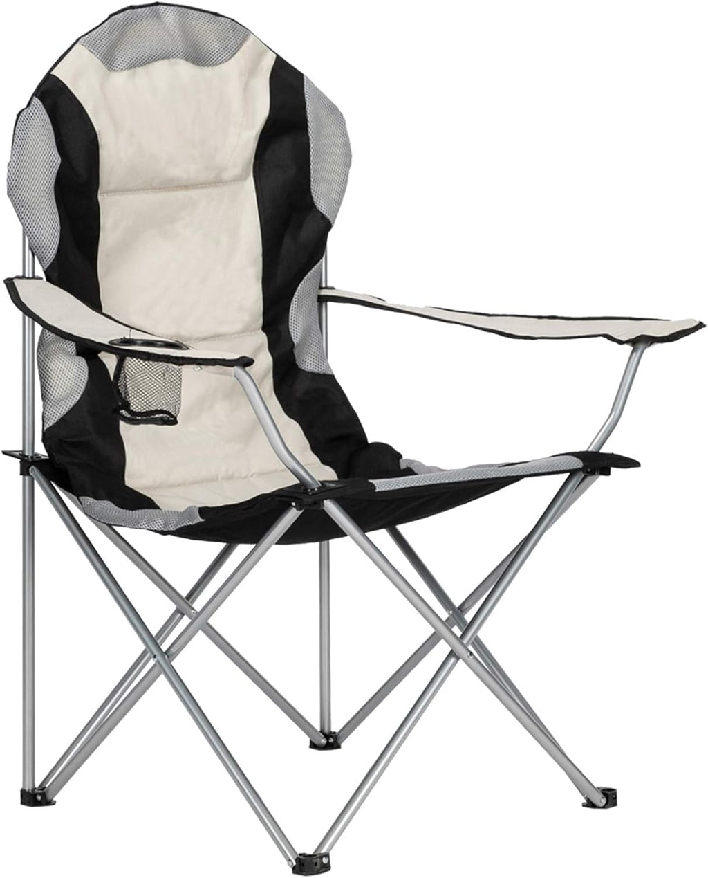 Camping Folding Chair,Portable Folding Chair with Arm Rest Cup Holder and Carrying and Storage Bag for Outdoor, Camp, Indoor, Patio, Supports 330lbs (Grey Black, Modern)